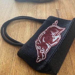 Beaded Arkansas Razorback handbag